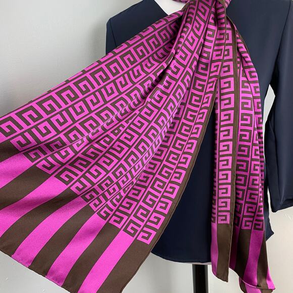 Givenchy Purple Brown Monogram Silk Scarf Shawl Large - Picture 1 of 10
